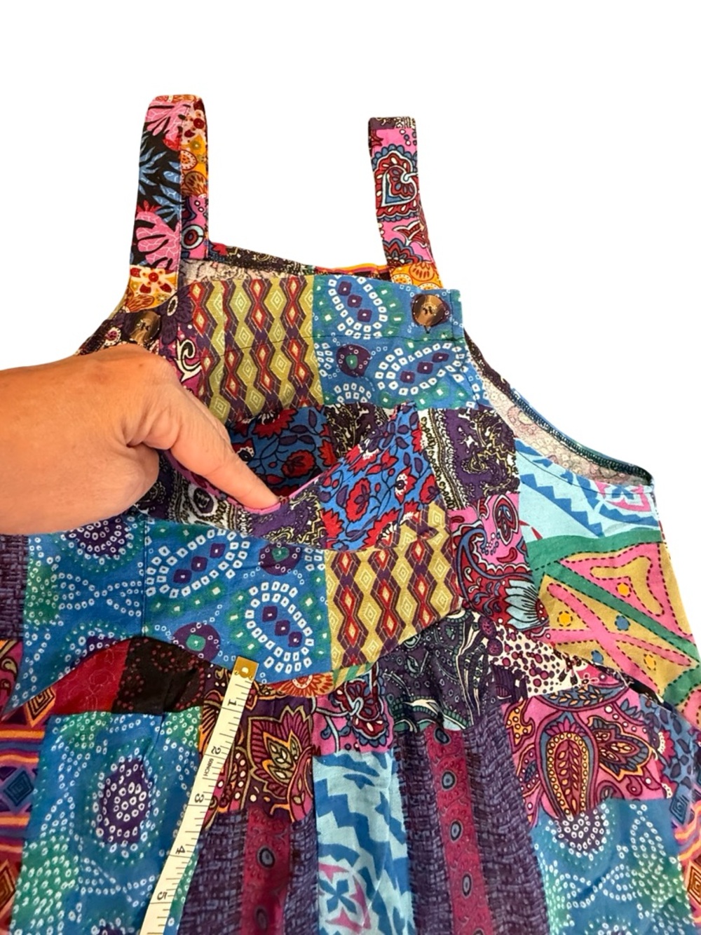 Women’s Boho Patchwork Multicolor Jumpsuit – XL - Picture 12 of 17